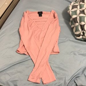 Pink v-neck crop top